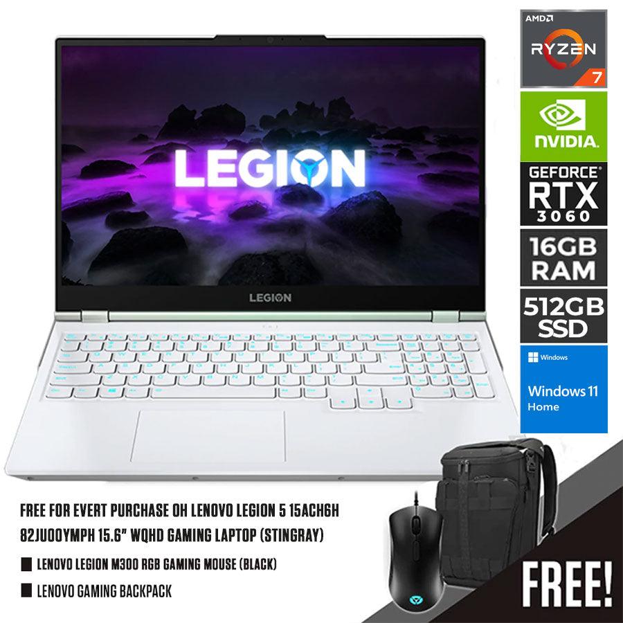 Lenovo Legion 5 15ACH6H 82JU00YMPH Gaming Laptop (Stingray) | 15.6" WQHD | Ryzen 7 5800H | 16GB RAM DDR4 | 512 SSD | RTX 3060| WINDOWS 11 HOME + M300 RGB Gaming Mouse + Active Gaming Backpack (GX41C86982)