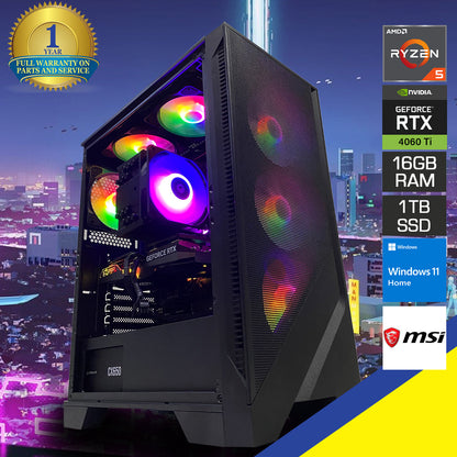 Aurora Forge 120A Desktop Gaming PC | AMD RYZEN 5 7500F | 16GB RAM | 1TB SSD | RTX 4060TI | Windows 11 Home